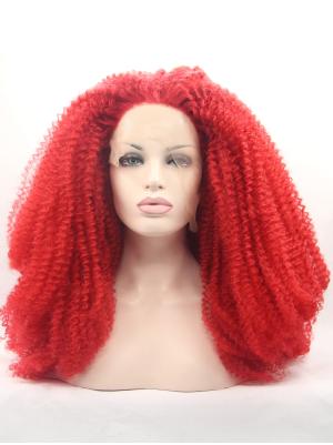 Red Kinky Long Good No Glue Lace Wigs