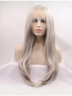 21 Inches Sliver Incredible Long Straight Cheap Lace Wig