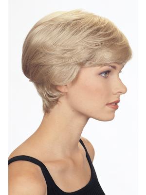 Wavy 8 Inches Flexibility Blonde Short Cropped Wigs