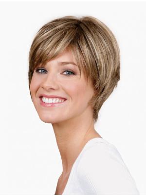 8 Inches Short Straight Blonde Layered Wigs