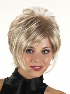 8 Inches Short Wavy Blonde Layered Wigs